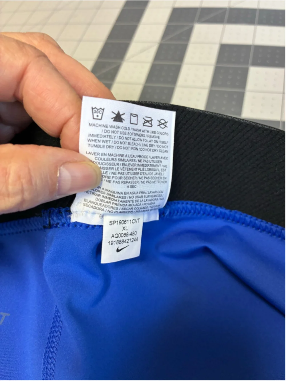 Nike Pro Leggings Mesh Detail in Blue and Black Size XL